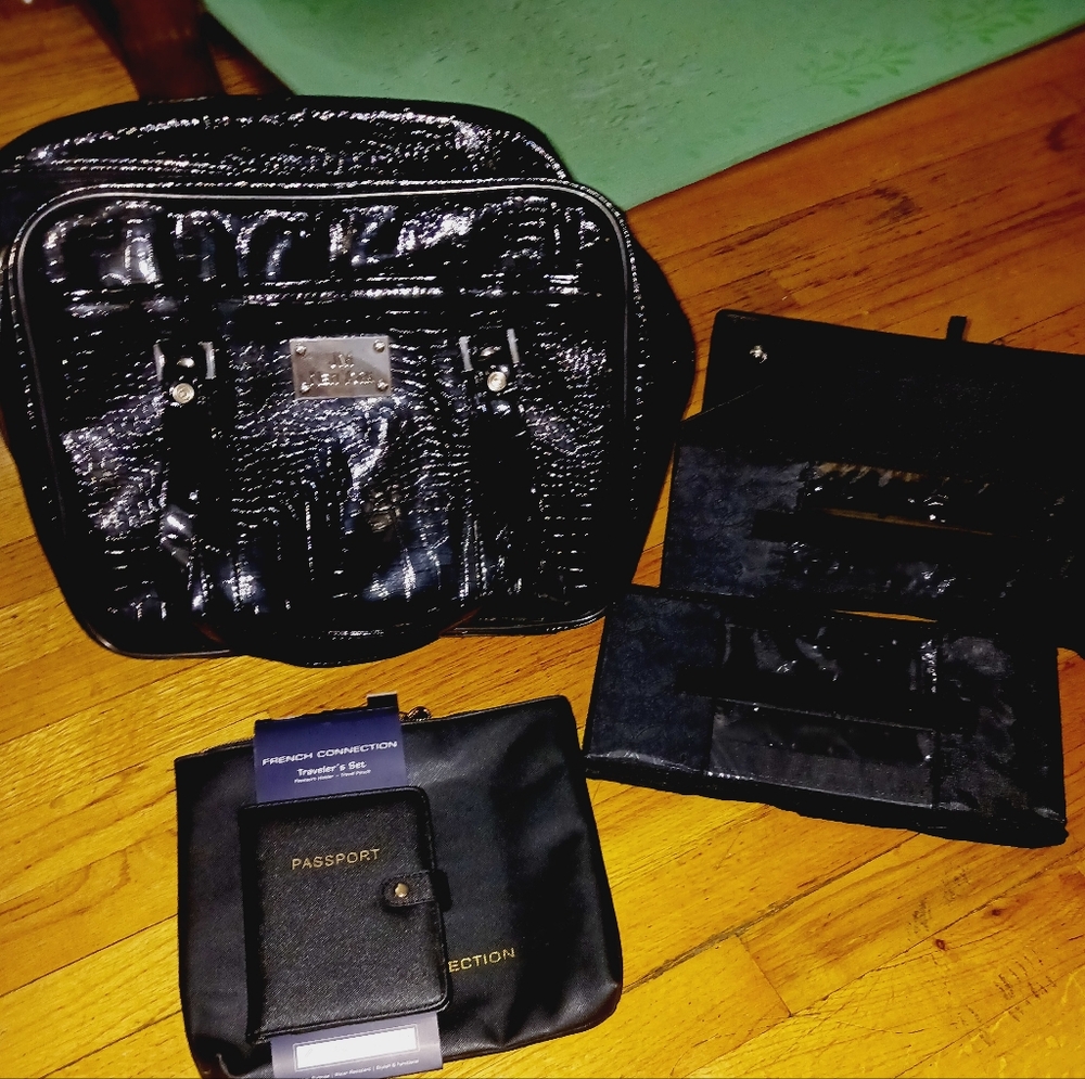 French Connection Black Travel Bag Set